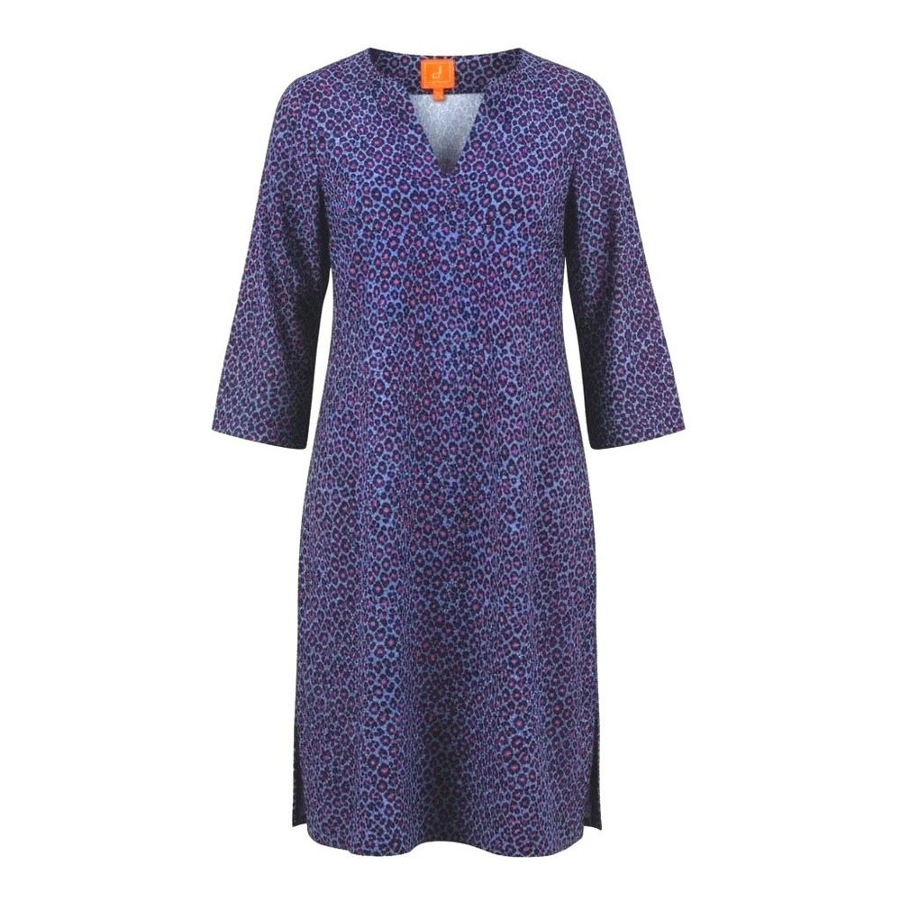 Jude Connally Womens XS Blue Red Leopard Print 3/4 Sleeve Shift Dress